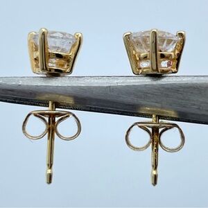 PAJ 925 Gold Vermeil Round CZ Stud Earrings